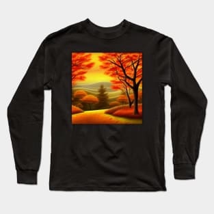 Landscape In Autumn Realism Long Sleeve T-Shirt